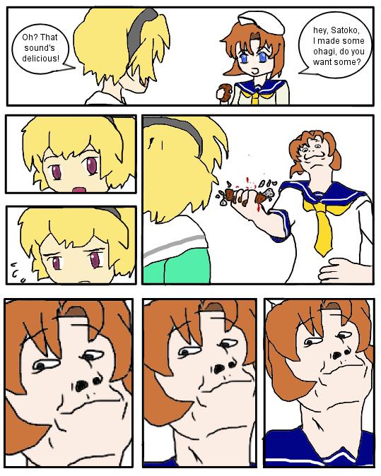 houjou satoko, ryuuguu rena, higurashi no naku koro ni, blood, card crusher (meme), meme