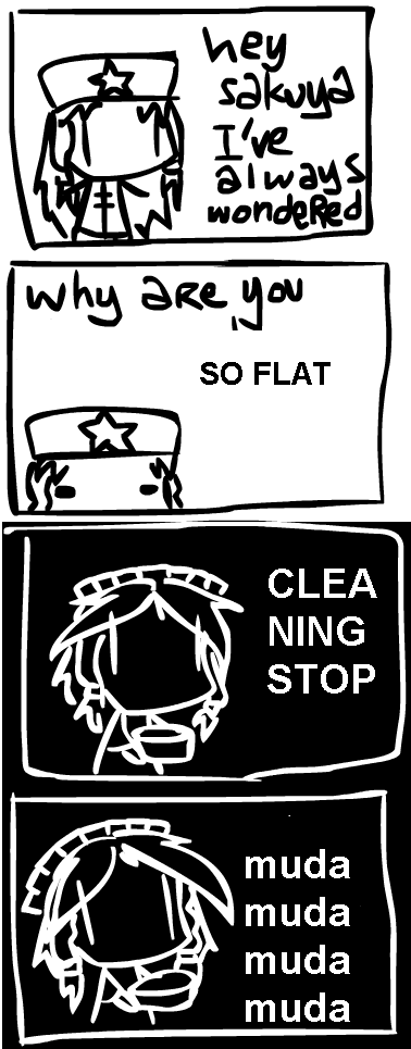 hong meiling, izayoi sakuya, embodiment of scarlet devil, touhou, 4koma, comic, female focus, monochrome, | |