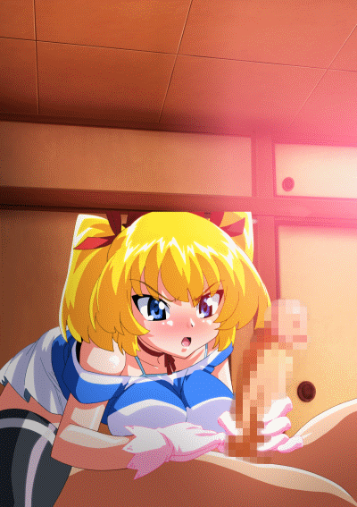 maki daikichi, katase miki, miki (mahotama), erogos, mahotama, mahotama: tekoki hen, animated, animated gif, game cg, looping animation, >:o, 1boy, 1girl, :o, angry, arm support, bare shoulders, bent over, black thighhighs, blonde hair, blue eyes, blush, breast rest, breasts, ceiling, censored, choker, clothed female nude male, clothed sex, game, girl on top, gloved handjob, gloves, hair ribbon, handjob, happy sex, hetero, huge penis, indoors, lace, lace-trimmed gloves, lace trim, large breasts, lying, miniskirt, mosaic censoring, nude, off shoulder, on back, open mouth, penis, penis awe, pleated skirt, ribbon, ribbon choker, sex, shirt, short hair, short sleeves, short twintails, skirt, solo focus, staring, straddling, striped clothes, striped shirt, sunset, thighhighs, tiles, tsundere, twintails, v-shaped eyebrows, zettai ryouiki