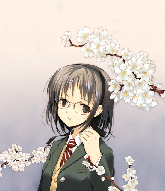 dasoku sentarou, original, black eyes, black hair, blazer, glasses, jacket, school uniform, solo