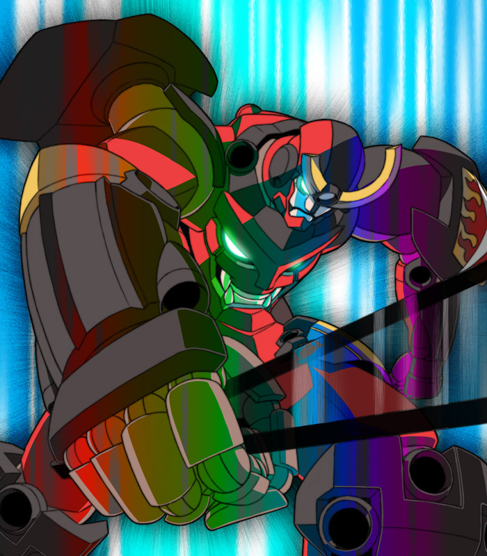 tofu juuji, gurren-lagann, tengen toppa gurren lagann, 00s, armor, helmet, machinery, mecha, no humans, robot, super robot, weapon