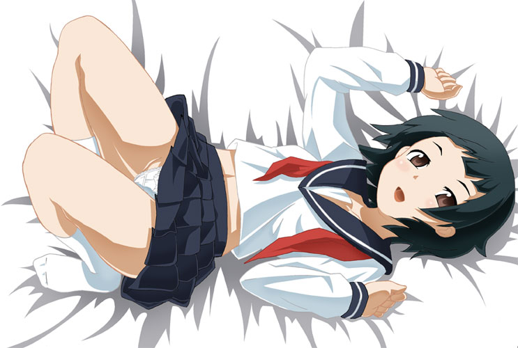 toudori, tsunetsuki matoi, sayonara zetsubou sensei, 00s, lying, panties, school uniform, serafuku, solo, underwear