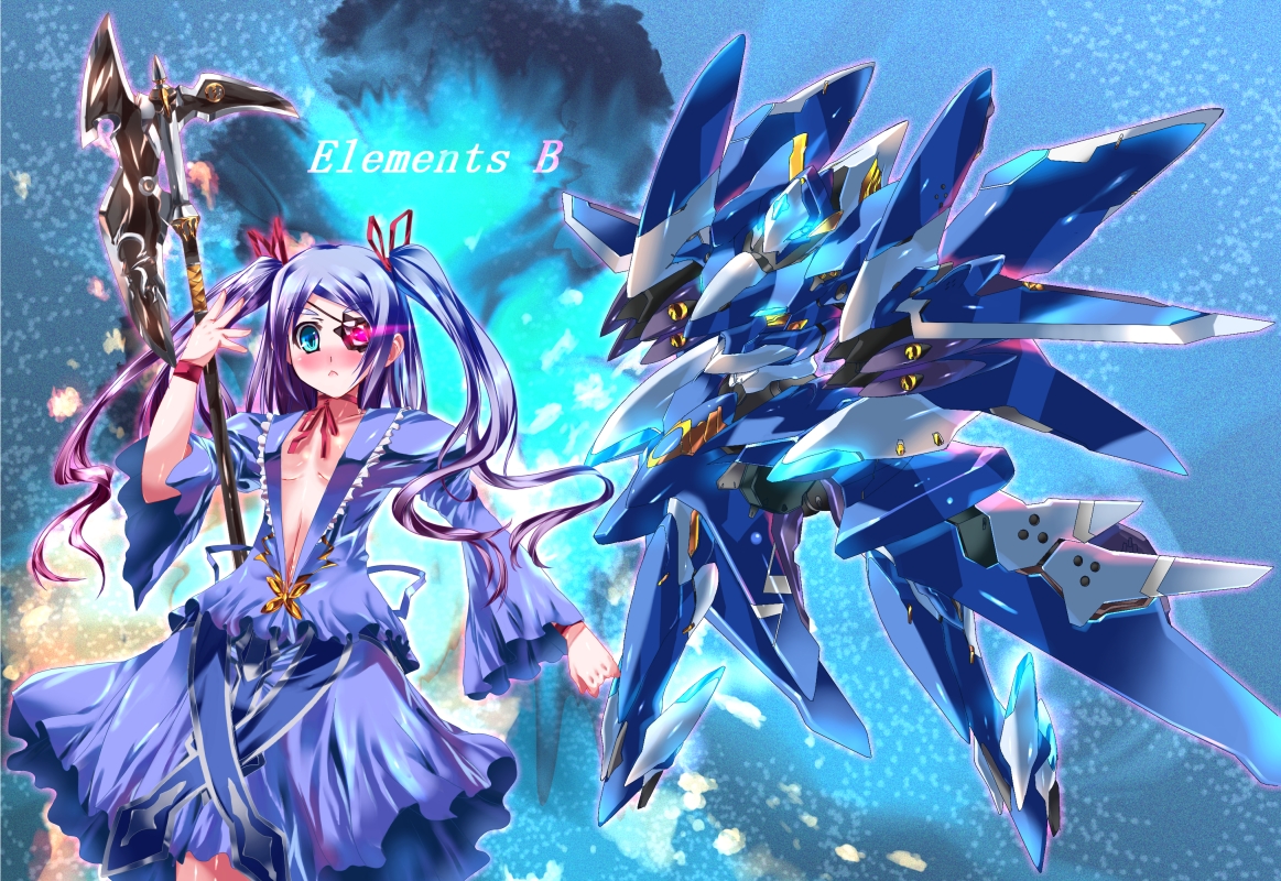 yoshimoto (dear life), original, tagme, eyepatch, mecha, robot, solo, twintails