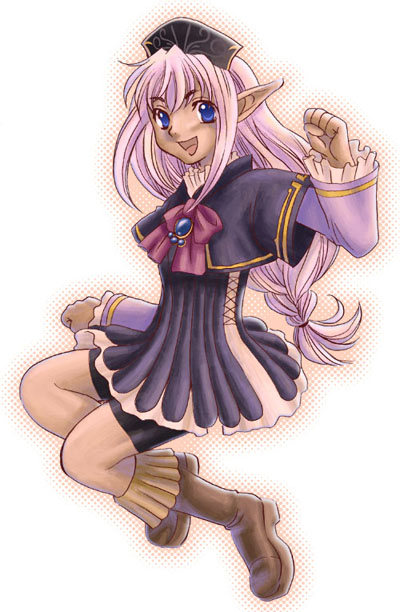 elvaan, prishe, final fantasy, final fantasy xi, 00s, 1girl, boots, brown boots, dark-skinned female, dark skin, elf, female focus, full body, gradient background, layered sleeves, long hair, low-tied long hair, pointy ears, solo