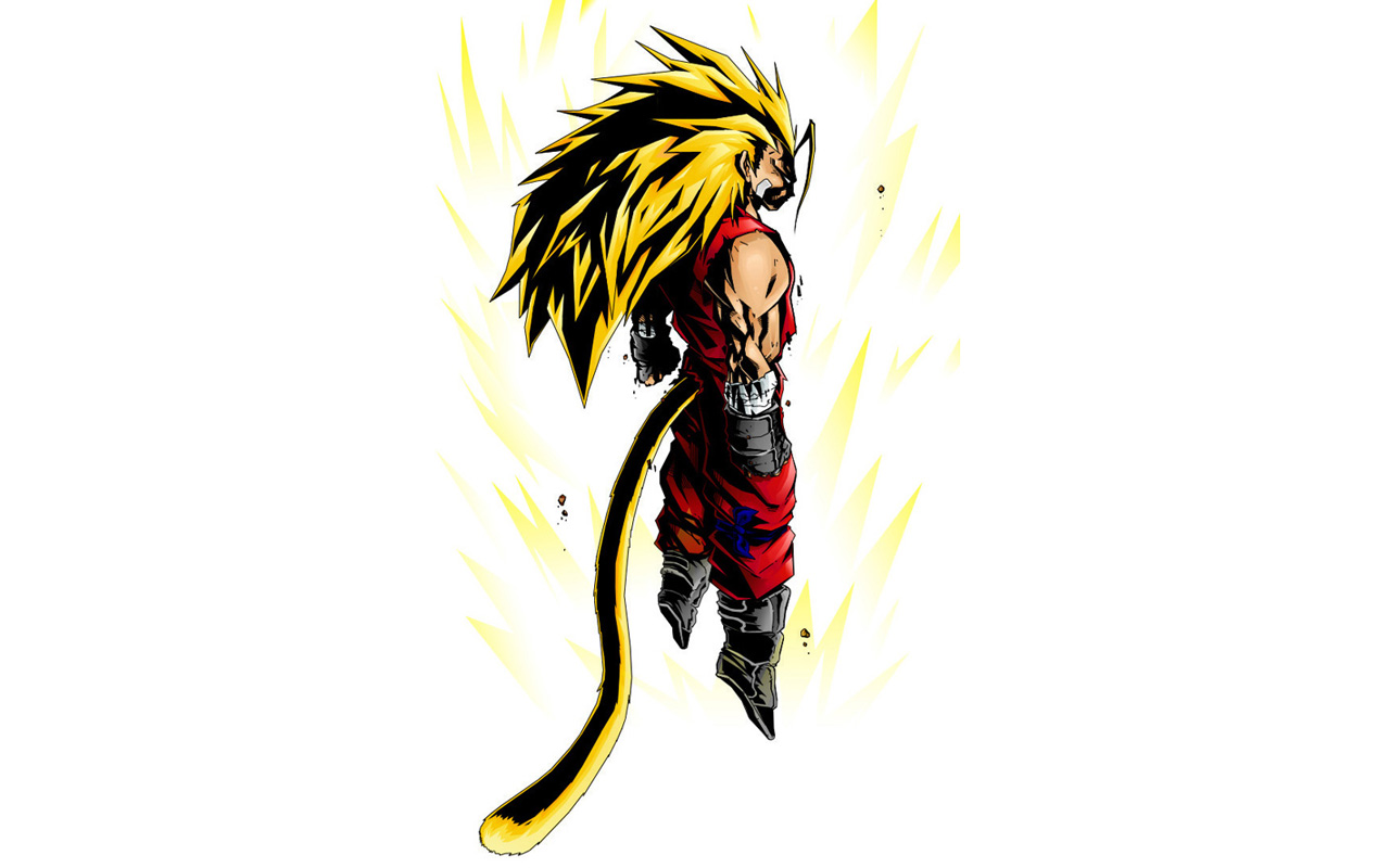 tus, son goku, dragon ball, dragonball z, 1boy, aura, bandaid, blonde hair, boots, dougi, floating, full body, gloves, glowing, male focus, mane, simple background, sleeveless, solo, super saiyan, super saiyan 3, tail, white background