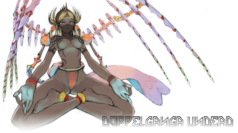 kodama yuuki, 1girl, ankle cuffs, anklet, barefoot, dark-skinned female, dark skin, feet, female focus, fundoshi, indian style, japanese clothes, jewelry, meditation, sitting, solo, tattoo, topless female