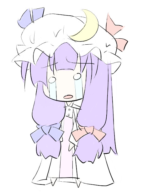 natsuki (silent selena), patchouli knowledge, touhou, 1girl, chibi, crying, crying with eyes open, female focus, o o, sketch, solo, tears