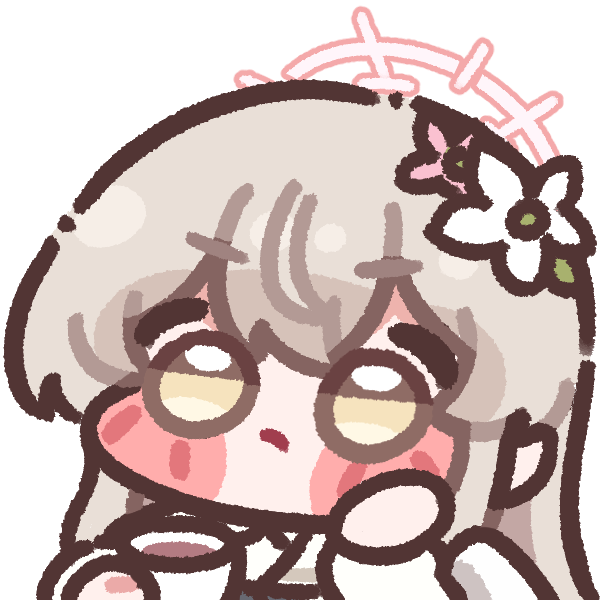 bugi 33, nagisa (blue archive), blue archive, blush stickers, chibi, chibi only, cup, facing viewer, flower, hair flower, hair ornament, halo, holding, holding cup, looking at viewer, solo, straight-on