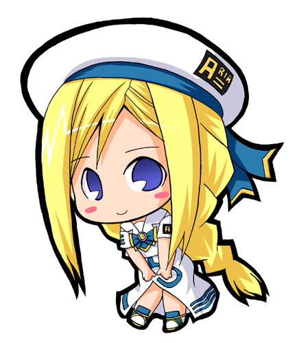 suntail, alicia florence, aria (manga), lowres, 00s, blonde hair, blouse, blue eyes, blush stickers, braid, braided ponytail, chibi, long hair, pac-man eyes, shirt, single braid, solo, white shirt