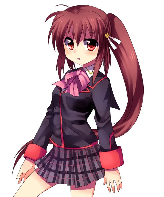 subaru (yachika), natsume rin, little busters!, 1girl, bow, female focus, pink bow, ponytail, school uniform, serafuku, solo