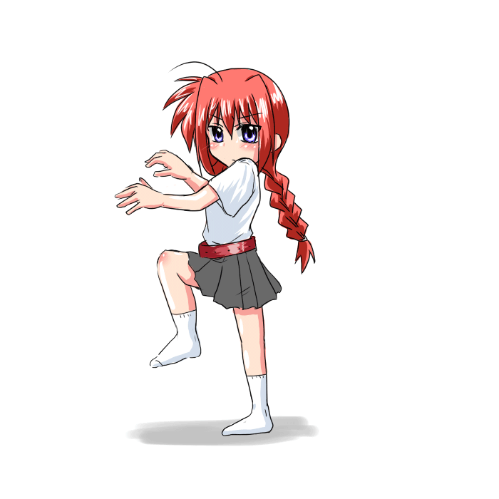 misana, vita (nanoha), lyrical nanoha, mahou shoujo lyrical nanoha, mahou shoujo lyrical nanoha a's, animated, animated gif, 00s, 1girl, dancing, female focus, shirt, solo, t-shirt