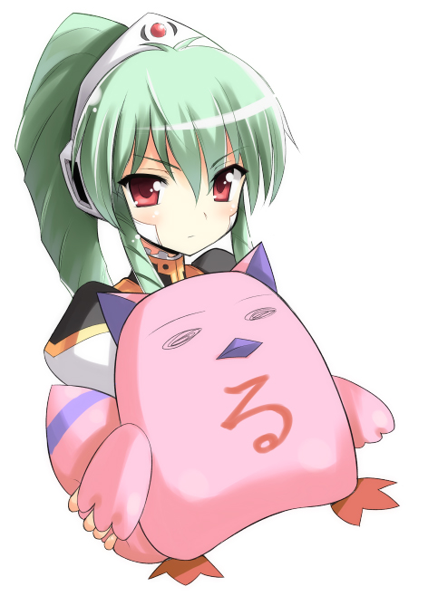 aida takanobu, normad, vanilla h, broccoli (company), galaxy angel, 00s, 1girl, female focus, green hair, ponytail, red eyes, solo