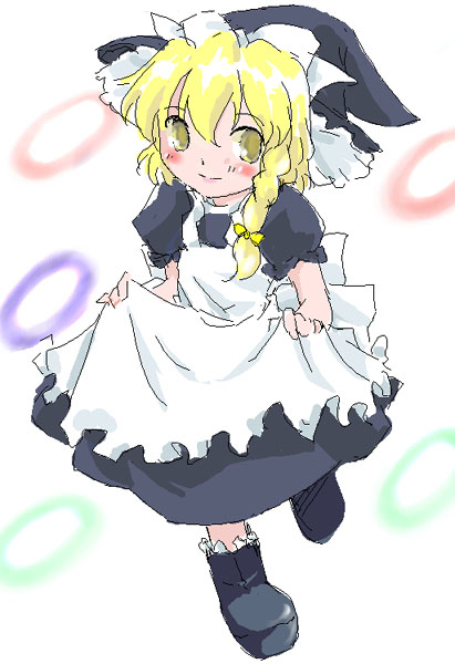 shaomin, kirisame marisa, touhou, 1girl, blonde hair, female focus, full body, hat, solo, white background, witch, witch hat
