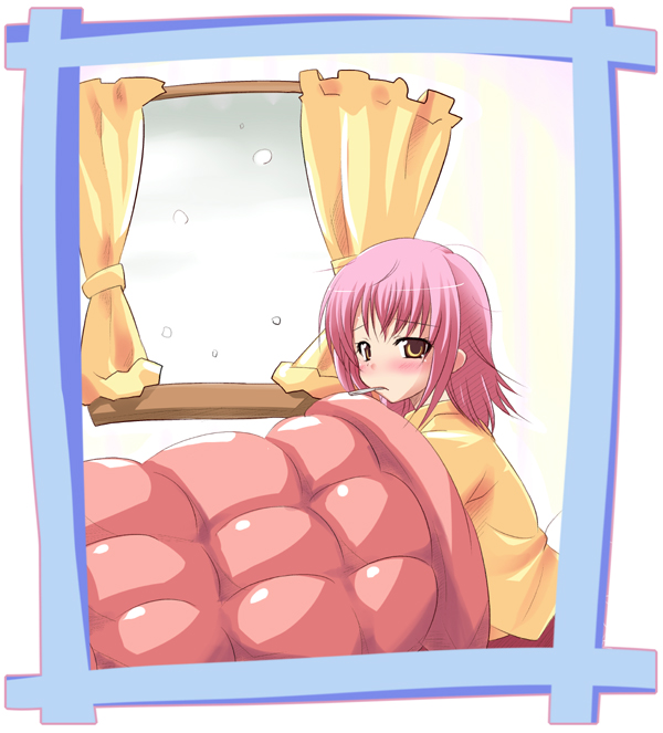 shiwo, hinamori amu, original, shugo chara!, bed, blush, fever, sick, solo
