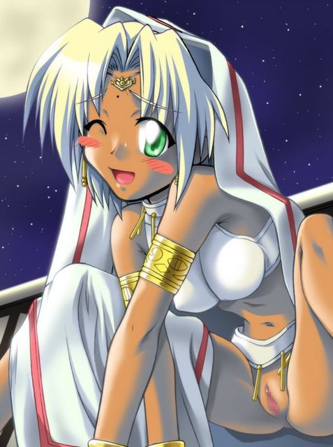 eyebrows, artist request, copyright request, tagme, 1girl, blonde hair, blush, censored, disembodied blush, female focus, green eyes, moon, night, night sky, no panties, one eye closed, pussy, sky, solo, wink