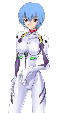 ayanami rei, neon genesis evangelion, lowres, blue hair, mecha pilot suit, plugsuit (evangelion), red eyes, short hair, solo