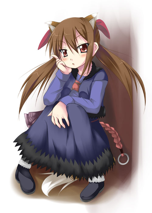 tekehiro, holo, nagamori yamato, lucky star, spice and wolf, 1girl, animal ears, cosplay, female focus, holo (cosplay), solo, tail, wolf ears, wolf tail