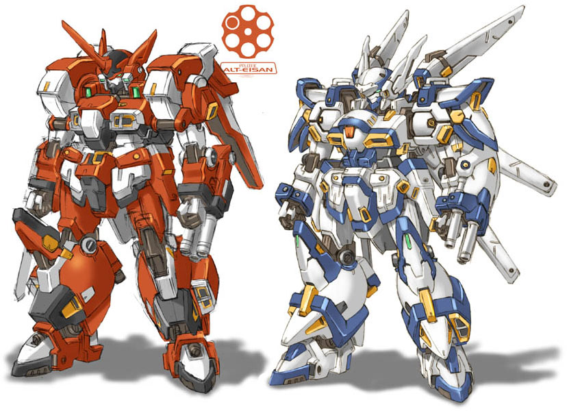alteisen, weissritter, banpresto, super robot wars, armor, helmet, machinery, mecha, no humans, robot, weapon