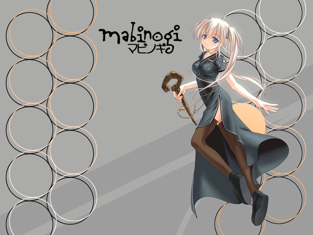 nao (mabinogi), mabinogi, tagme, 1girl, female focus, solo, thighhighs, white hair