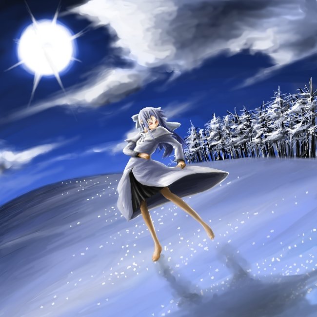 white len (tsukihime), melty blood, tsukihime, type-moon, 00s, full moon, moon, pointy ears, solo, white hair