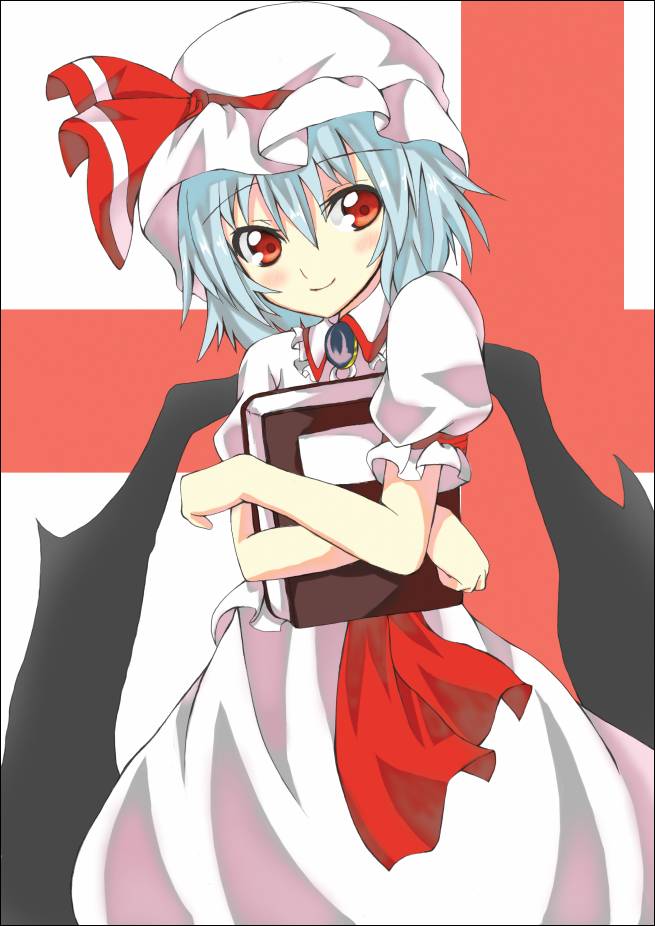 shingetsu takehito, remilia scarlet, touhou, 1girl, female focus, hat, solo, white hat, wings