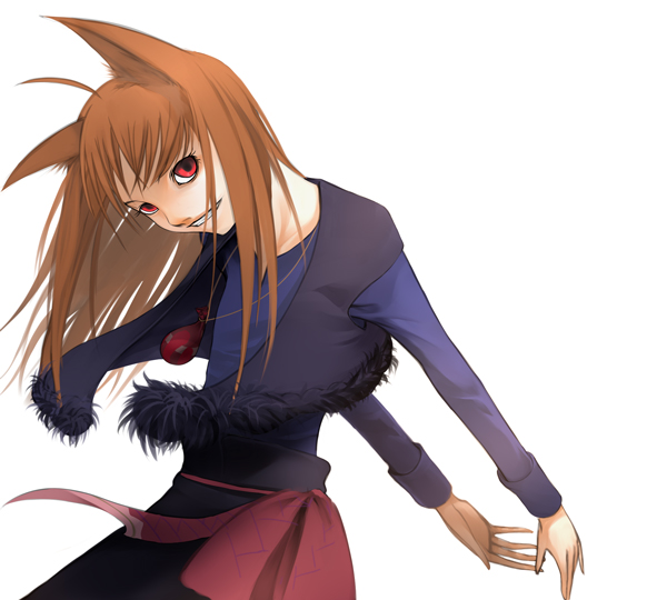 yama, holo, spice and wolf, 00s, animal ears, solo, tail, wolf ears