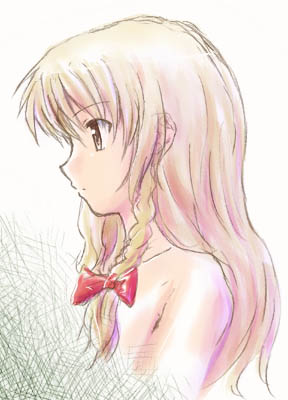 tsuyadashi shuuji, kirisame marisa, touhou, lowres, 1girl, bare shoulders, braid, female focus, sketch, solo