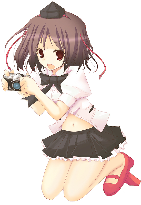 rikudou inuhiko, shameimaru aya, touhou, 1girl, female focus, geta, hat, solo, tengu-geta