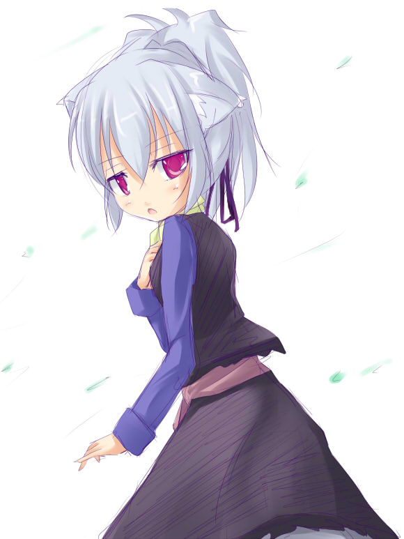 kuro (be ok), holo, yin (darker than black), darker than black, spice and wolf, 1girl, animal ears, cosplay, dress, female focus, holo (cosplay), purple dress, solo, wolf ears
