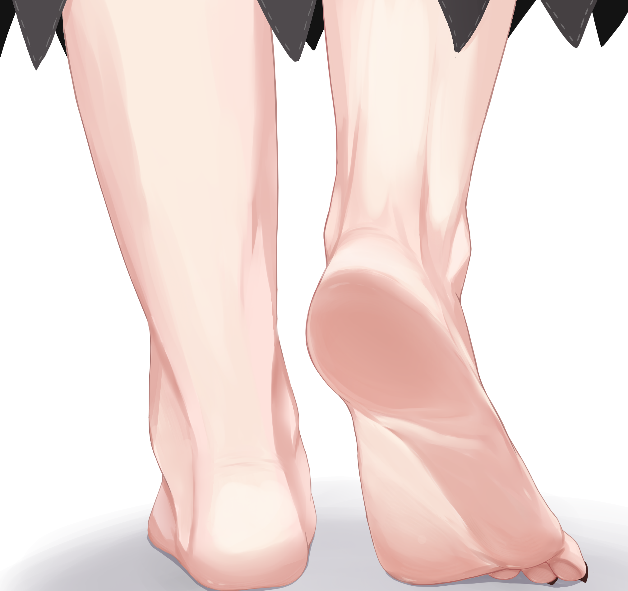 jager, kijin seija, touhou, highres, paid reward available, 1girl, barefoot, black nails, close-up, feet, feet only, foot focus, heel up, nail polish, shadow, simple background, soles, solo, toenail polish, toenails, toes, white background