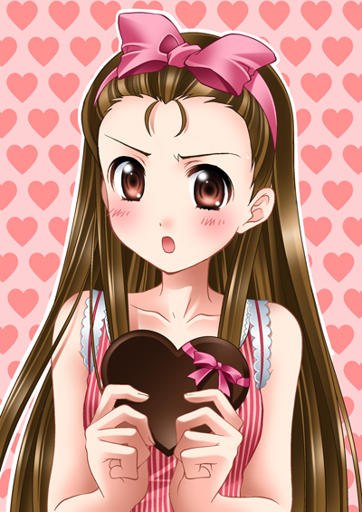 itsuki sayaka, minase iori, idolmaster, idolmaster (classic), idolmaster 1, tagme, 00s, candy, chocolate, chocolate heart, food, heart, solo, tsundere, valentine