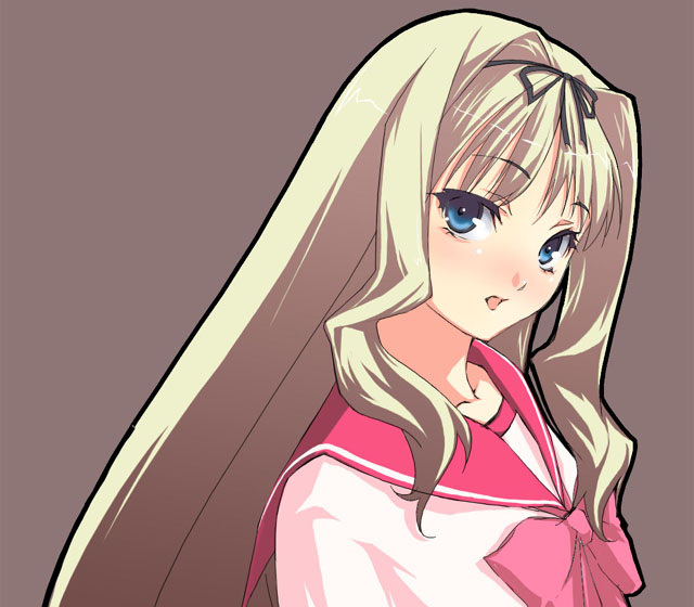 kusugawa sasara, to heart (series), to heart 2, 00s, 1girl, blonde hair, female focus, school uniform, serafuku, solo