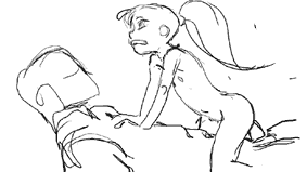 joel jurion, animated, animated gif, lowres, anal, flat chest, ponytail, sketch