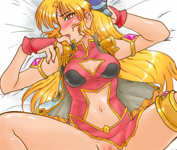ranpha franboise, broccoli (company), galaxy angel, 00s, 1girl, blonde hair, breasts, female focus, large breasts, pussy, solo, spread legs, uncensored