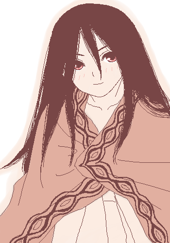 gusu, komori kiri, sayonara zetsubou sensei, lowres, 00s, 1girl, black hair, blanket, female focus, long hair, monochrome, oekaki, pink theme, sepia, solo