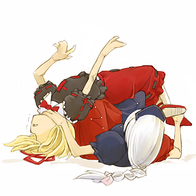 cervus, medicine melancholy, yagokoro eirin, touhou, lowres, 2girls, braid, female focus, multiple girls, submission hold, wrestling