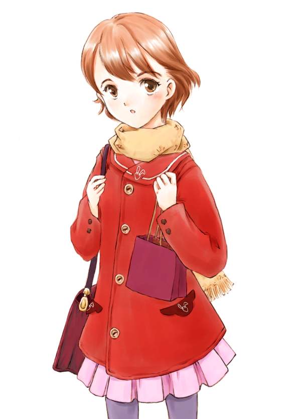 asiaaqua, 1girl, coat, female focus, orange scarf, pantyhose, scarf, solo, valentine
