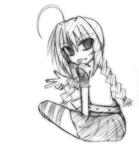 vita (nanoha), lyrical nanoha, mahou shoujo lyrical nanoha, mahou shoujo lyrical nanoha a's, lowres, 00s, 1girl, female focus, greyscale, monochrome, solo, thighhighs
