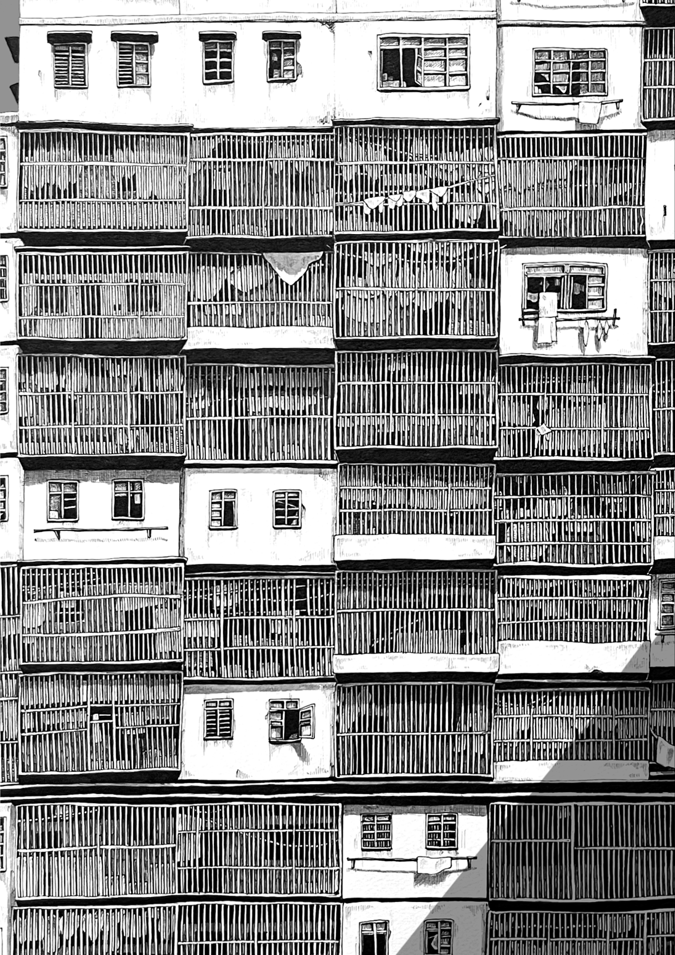 ibsukionsen, original, absurdres, commentary request, highres, absurdly detailed composition, building, complex exterior, no humans, shadow
