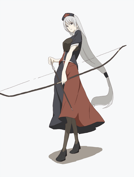 kajiki, yagokoro eirin, touhou, 1girl, arrow (projectile), bow (weapon), female focus, grey hair, hat, long hair, nurse cap, pantyhose, short sleeves, solo, weapon