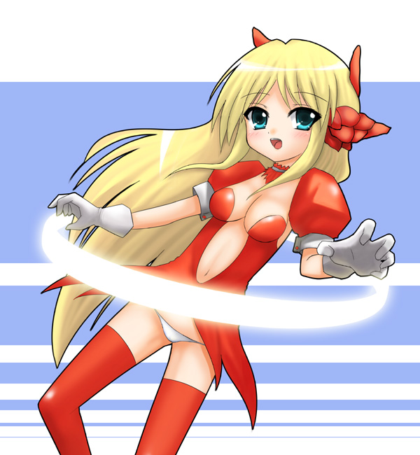 shima-shuu, 1girl, blonde hair, blue eyes, female focus, lowleg, lowleg panties, panties, solo, thighhighs, underwear