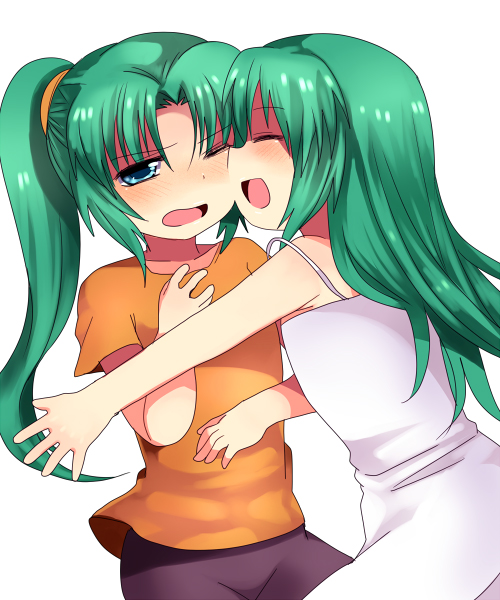 subaru (yachika), sonozaki mion, sonozaki shion, higurashi no naku koro ni, 00s, 2girls, multiple girls, siblings, sisters, twins