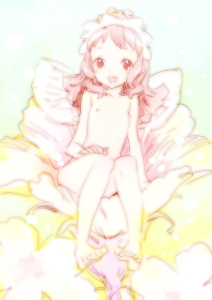 nishieda, original, bad id, bad pixiv id, 1girl, barefoot, fairy, feet, female focus, flat chest, flower, loli, solo