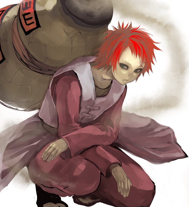 kima, gaara (naruto), naruto (classic), naruto (series), 1boy, child, geokinesis, male focus, red hair, sand, solo