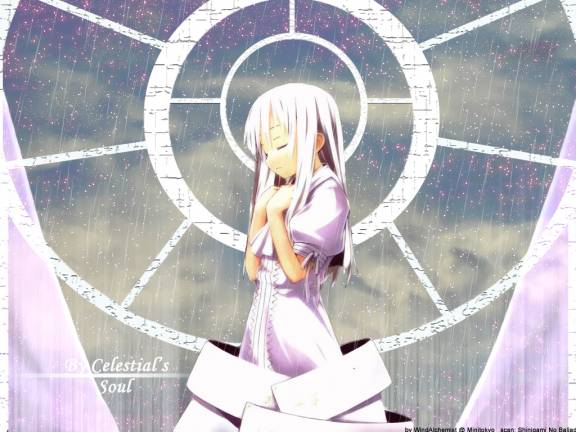 momo (shinigami no ballad), shinigami no ballad, tagme, 00s, 1girl, closed eyes, female focus, long hair, solo, white hair