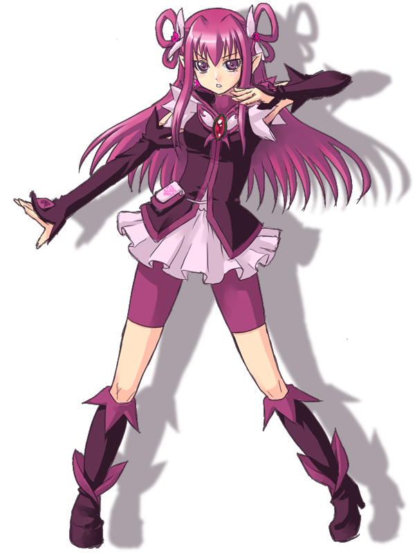 yaso shigeru, dark dream, precure, yes! precure 5, 00s, 1girl, bike shorts, bike shorts under skirt, boots, dark cure (yes! precure 5), female focus, knee boots, long hair, shorts, shorts under skirt, solo