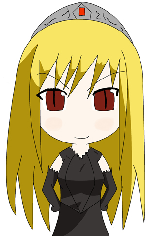 hime (kaibutsu oujo), kaibutsu oujo, lowres, source request, 00s, blonde hair, chibi, red eyes, tiara