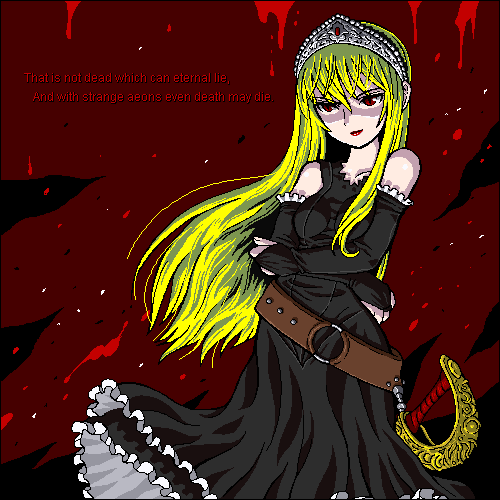 hime (kaibutsu oujo), kaibutsu oujo, lowres, source request, 00s, blonde hair, oekaki, sword, weapon