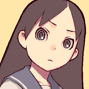 hijiri rei, kitsu chiri, sayonara zetsubou sensei, lowres, md5 mismatch, 00s, 1girl, brown eyes, brown hair, female focus, long hair, oekaki, parted bangs, portrait, school uniform, serafuku, solo
