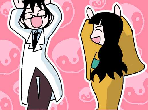 aogaeru, itoshiki mikoto, itoshiki rin, sayonara zetsubou sensei, animated, animated gif, 00s, ^ ^, blouse, blue shirt, brother and sister, caramelldansen, closed eyes, collared shirt, pink background, shirt, siblings
